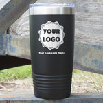 Logo & Company Name 20 oz Stainless Steel Tumbler - Black - Double-Sided