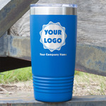 Logo & Company Name 20 oz Stainless Steel Tumbler - Royal Blue - Single-Sided