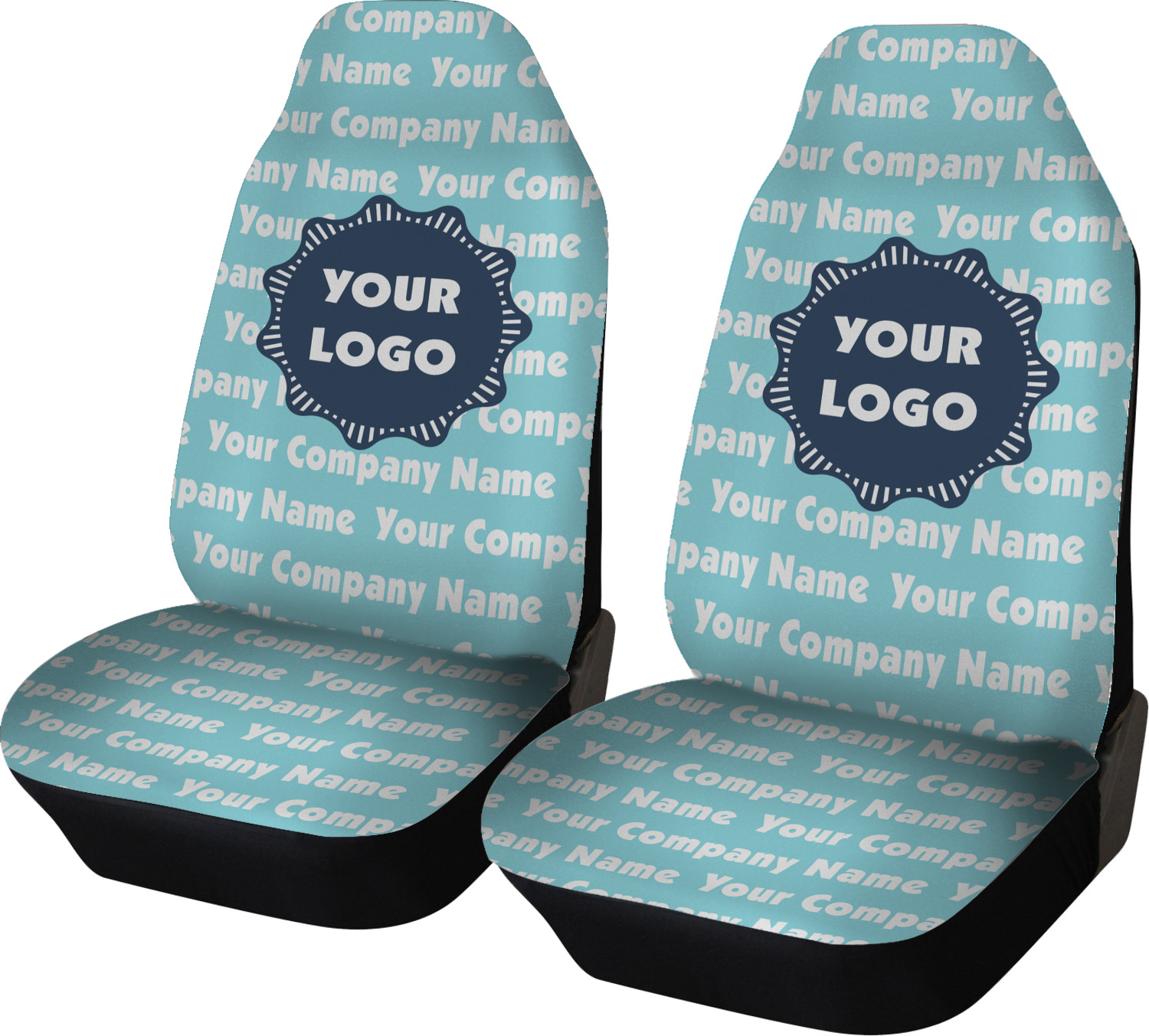 Logo Company Name Design Custom Car Seat Covers Set of Two