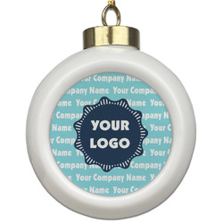 Logo & Company Name Ceramic Ball Ornament