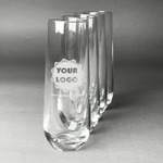 Logo & Company Name Champagne Flute - Stemless - Laser Engraved - Set of 4