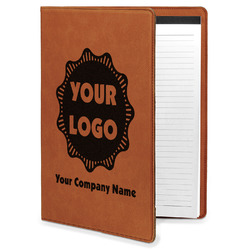Logo & Company Name Leatherette Portfolio with Notepad - Large - Double-Sided
