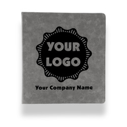 Logo & Company Name Leather Binder - 1" - Grey