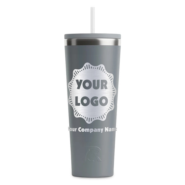 Custom Logo & Company Name RTIC Everyday Tumbler with Straw - 28oz - Grey - Double-Sided