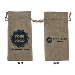 Logo & Company Name Burlap Gift Bag - Large - Double-Sided