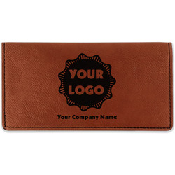 Logo & Company Name Leatherette Checkbook Holder - Single-Sided