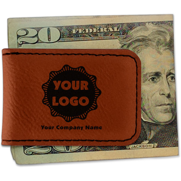 Custom Logo & Company Name Leatherette Magnetic Money Clip