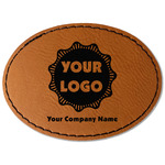 Logo & Company Name Faux Leather Iron On Patch - Oval