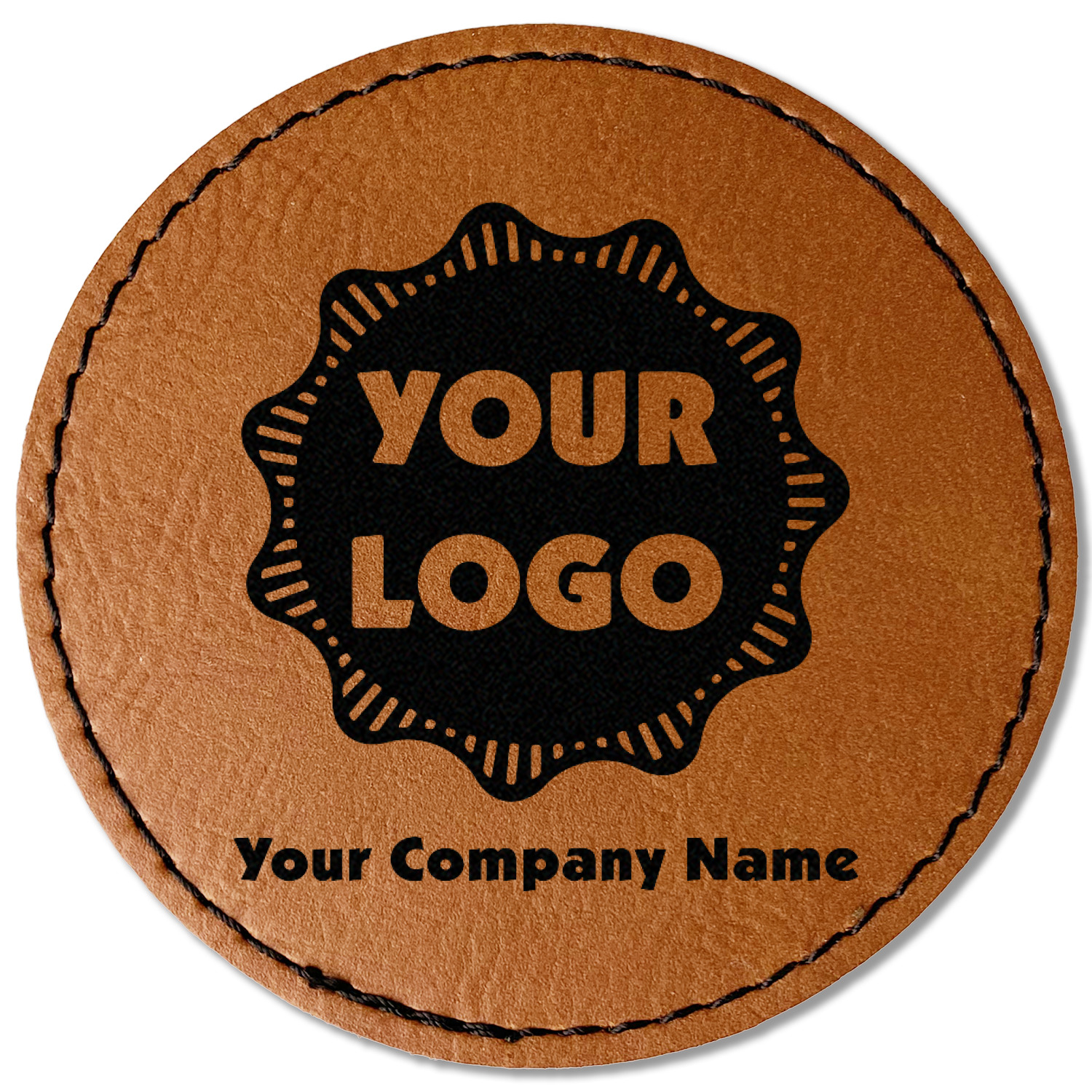 Bulk Custom Engraved Leatherette Patches with Adhesive Backing for  Promotional Items and Business Branding