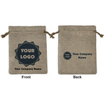 Logo & Company Name Burlap Gift Bag - Medium -Double-Sided