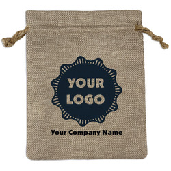Logo & Company Name Burlap Gift Bag - Medium - Single-Sided