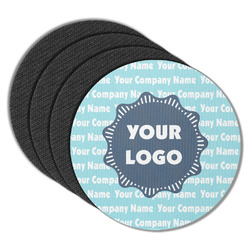 Logo & Company Name Round Rubber Backed Coasters - Set of 4