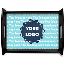 Logo & Company Name Black Wooden Tray - Large