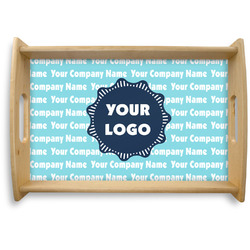 Logo & Company Name Natural Wooden Tray - Small