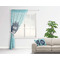 Logo & Company Name Sheer Curtain With Window and Rod - in Room Matching Pillow