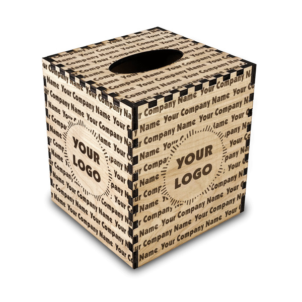 Custom Logo & Company Name Wood Tissue Box Cover - Square