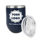 Logo & Company Name Stainless Wine Tumblers - Navy - Double Sided - Alt View