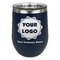 Logo & Company Name Stainless Wine Tumblers - Navy - Double Sided - Front