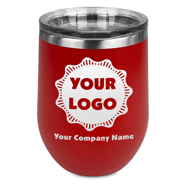 Custom Logo & Company Name Stemless Stainless Steel Wine Tumbler - Red - Double-Sided