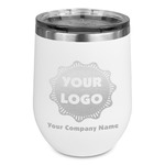 Logo & Company Name Stemless Stainless Steel Wine Tumbler - White - Single-Sided