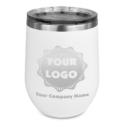 Logo & Company Name Stemless Stainless Steel Wine Tumbler - White - Single-Sided