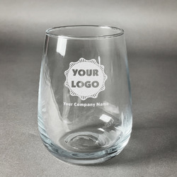 Logo & Company Name Stemless Wine Glass - Laser Engraved- Single