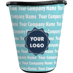 Logo & Company Name Waste Basket - Single-Sided - Black