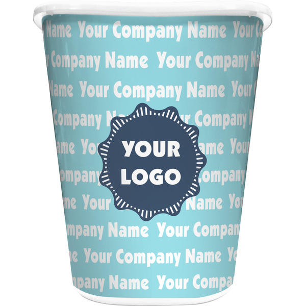 Custom Logo & Company Name Waste Basket - Single-Sided - White