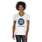 Logo & Company Name White V-Neck T-Shirt on Model - Front