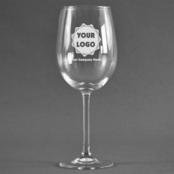 Logo & Company Name Wine Glass - Laser Engraved - Single