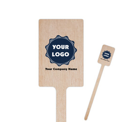 Logo & Company Name 6.25" Rectangle Wooden Stir Sticks - Single-Sided