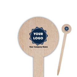 Logo & Company Name 6" Round Wooden Food Picks - Single-Sided