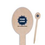 Logo & Company Name Oval Wooden Food Picks - Double-Sided