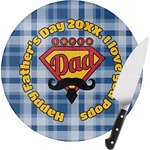 Hipster Dad Round Glass Cutting Board - Small (Personalized)