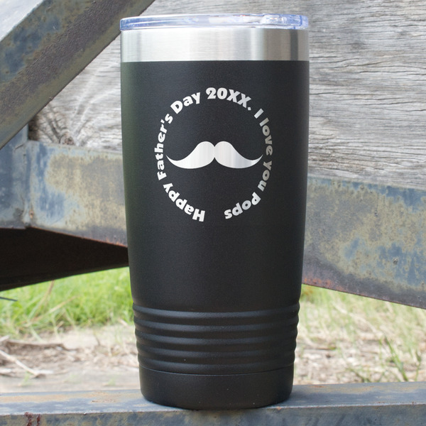 Custom Hipster Dad 20 oz Stainless Steel Tumbler - Black - Double Sided (Personalized)