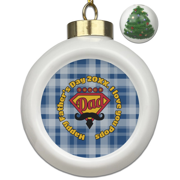 Custom Hipster Dad Ceramic Ball Ornament - Christmas Tree (Personalized)