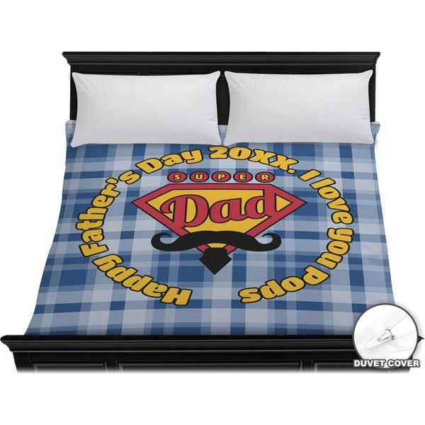 Custom Hipster Dad Duvet Cover - King (Personalized)