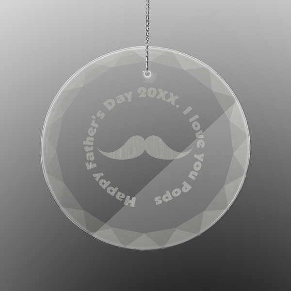 Custom Hipster Dad Engraved Glass Ornament - Round (Personalized)