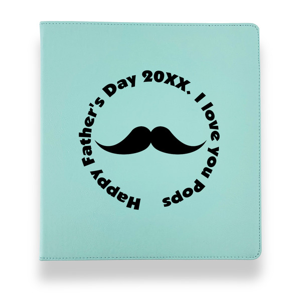 Custom Hipster Dad Leather Binder - 1" - Teal (Personalized)