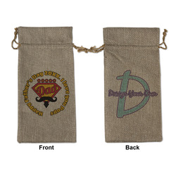 Hipster Dad Large Burlap Gift Bag - Front & Back (Personalized)