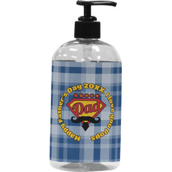 Hipster Dad Plastic Soap / Lotion Dispenser (16 oz - Large - Black) (Personalized)