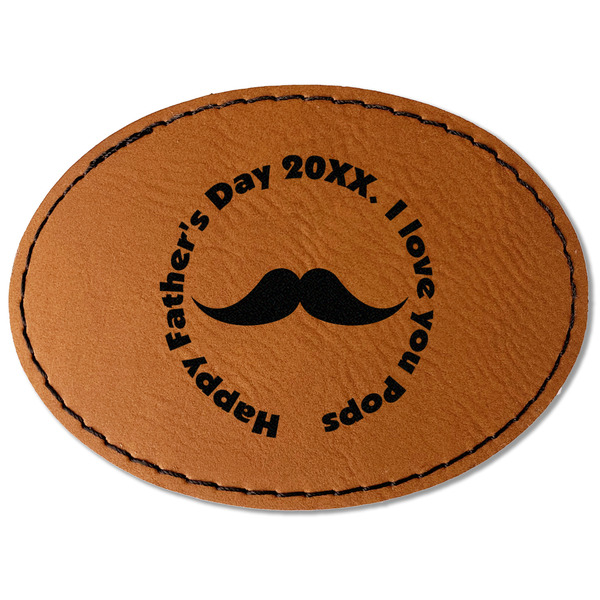 Custom Hipster Dad Faux Leather Iron On Patch - Oval (Personalized)