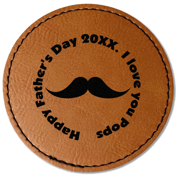 Custom Hipster Dad Faux Leather Iron On Patch - Round (Personalized)