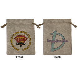 Hipster Dad Medium Burlap Gift Bag - Front & Back (Personalized)