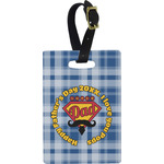 Hipster Dad Plastic Luggage Tag - Rectangular w/ Name or Text