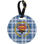 Hipster Dad Plastic Luggage Tag - Round (Personalized)