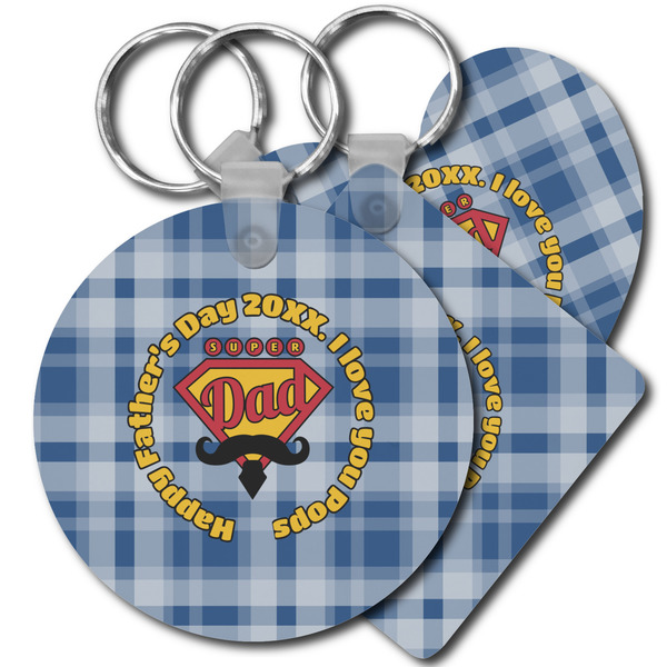 Custom Hipster Dad Plastic Keychain (Personalized)