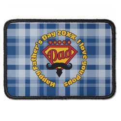 Hipster Dad Iron On Rectangle Patch w/ Name or Text