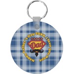 Hipster Dad Round Plastic Keychain (Personalized)