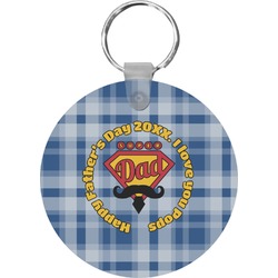 Hipster Dad Round Plastic Keychain (Personalized)